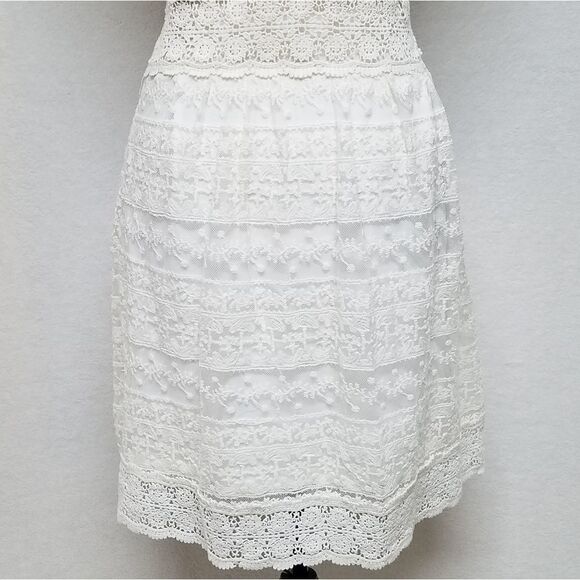 LUNA Cream Illusion Lace Crochet Sunflower Sleeveless Dress Small - Picture 12 of 14